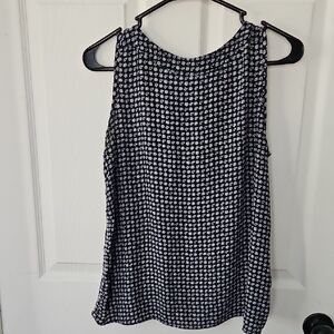LOFT Blue and White Patterned Tank Top